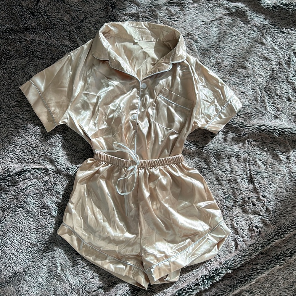 Satin button-down pj set